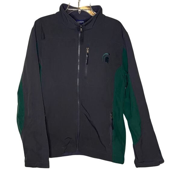 Michigan State MSU Mens Softshell Jacket Embroidered Logo Gray Size Large - Picture 1 of 6